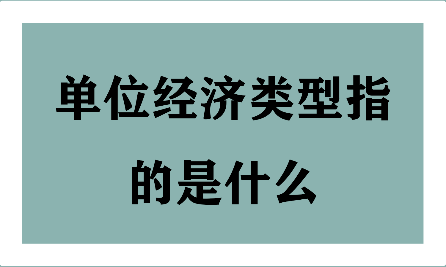 单位经济类型指的是什么