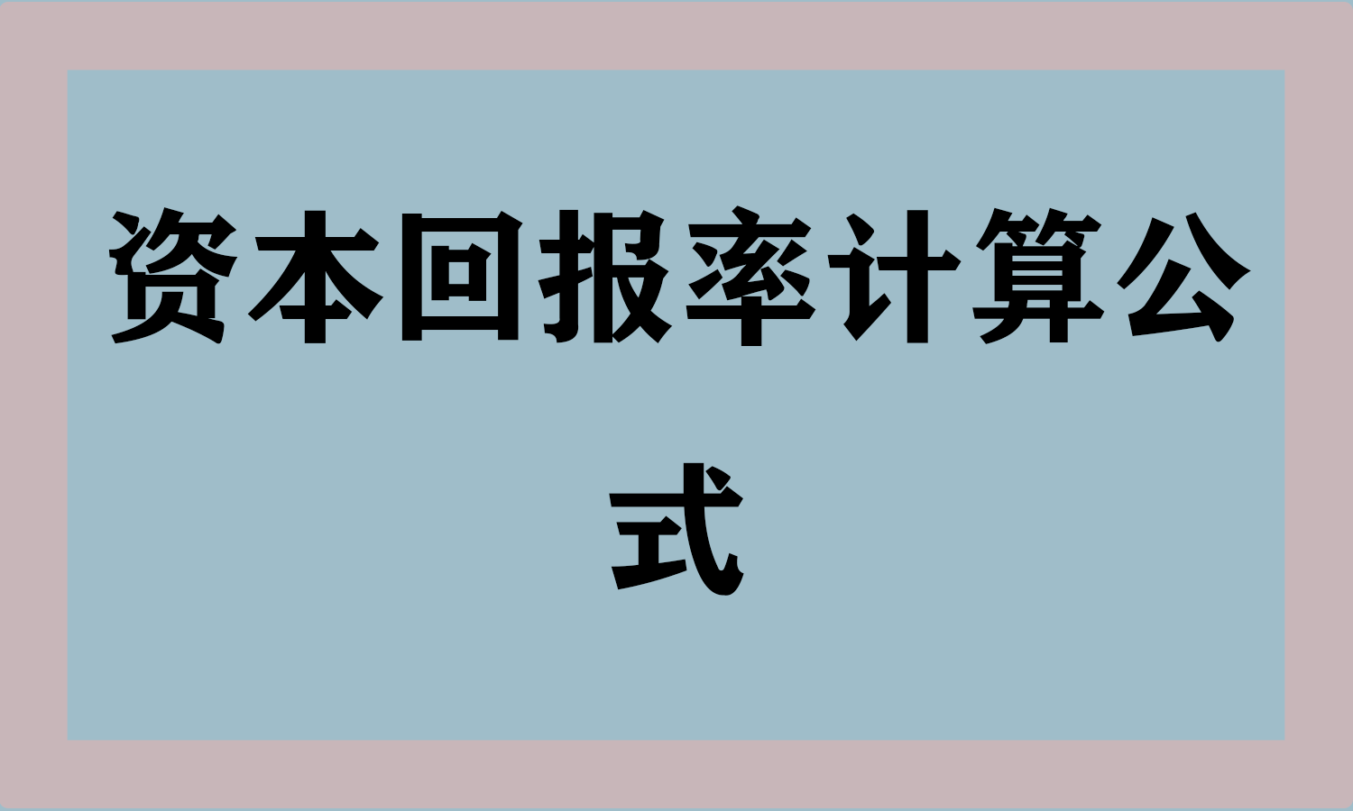 资本回报率计算公式和作用